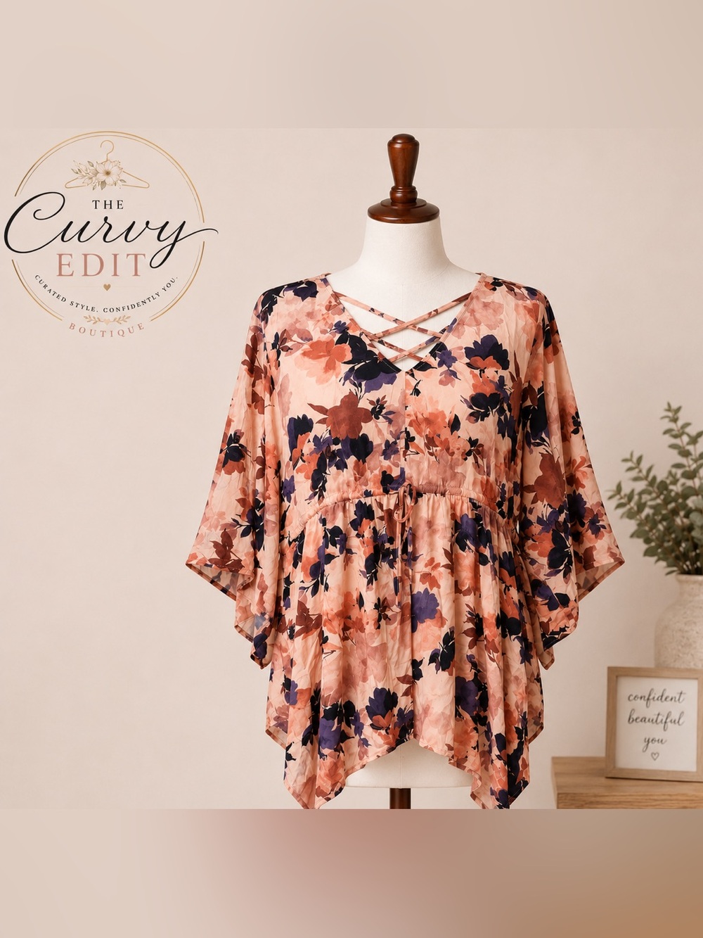 Torrid Floral Handkerchief Hem Blouse Size 3 (3X) | Boho Crisscross Neck Tunic